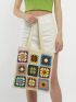Floral Pattern Crochet Bag Colorblock Fashionable For Vacation