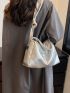 Metallic Hobo Bag Silver Funky With Zipper