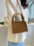 Mini Crocodile Embossed Square Bag Khaki Elegant