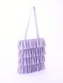 Ruched Design Square Bag Purple Fashionable Double Handle