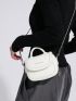Mini Letter Graphic Flap Chain Saddle Bag Top Handle