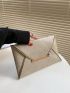 Elegant Envelope Bag Beige Metal Decor PU