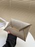 Elegant Envelope Bag Beige Metal Decor PU