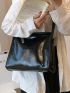 Black Hobo Bag Fashionable Adjustable Strap Zipper PU
