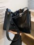 Black Hobo Bag Fashionable Adjustable Strap Zipper PU