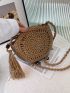 Summer Seaside Beach Fashion Small Round Tassel Shoulder Bag