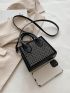 Mini Square Bag Punk Studded Decor Double Handle PU