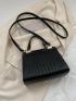 Crocodile Embossed Square Bag Elegant Turn-lock Top Handle PU