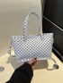 Geometric Pattern Square Bag PU Double Handle Elegant