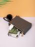 Geometric Pattern Square Bag PU Elegant Zipper
