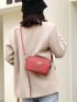 Mini Square Bag Letter Patched Fashionable Multi-Pocket Zipper Adjustable-strap