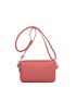 Mini Square Bag Letter Patched Fashionable Multi-Pocket Zipper Adjustable-strap
