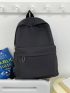 Preppy Classic Backpack Solid Color Zipper Adjustable Strap