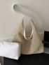Hollow Out Straw Bag With Small Pouch Magnet Boho Polyester