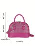 Studded Decor Dome Bag Adjustable Strap Zipper Fashion PU