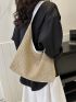 Hollow Out Straw Bag With Small Pouch Magnet Boho Polyester