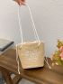 Embroidered Detail Straw Bag Adjustable Strap Drawstring Boho