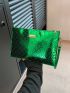 Mini Square Bag Funky Metallic Geometric Embossed Metal Decor Zipper PU