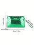 Mini Square Bag Funky Metallic Geometric Embossed Metal Decor Zipper PU
