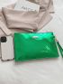 Mini Square Bag Funky Metallic Geometric Embossed Metal Decor Zipper PU