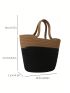 Color Block Straw Bag Vacation Double Handle