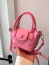 Mini Bucket Bag PU Pink Double Handle Fashionable