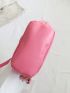 Mini Bucket Bag PU Pink Double Handle Fashionable