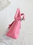 Mini Bucket Bag PU Pink Double Handle Fashionable