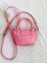 Mini Bucket Bag PU Pink Double Handle Fashionable