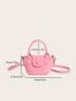 Mini Bucket Bag PU Pink Double Handle Fashionable