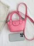 Mini Bucket Bag PU Pink Double Handle Fashionable