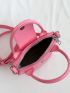 Mini Bucket Bag PU Pink Double Handle Fashionable