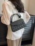 Quilted Pattern Flap Square Bag Khaki Fashionable