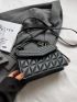 Quilted Pattern Flap Square Bag Khaki Fashionable