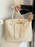 Solid Color Straw Bag Double Handle With Straw Square Bag, Mothers Day Gift For Mom