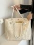 Solid Color Straw Bag Double Handle With Straw Square Bag, Mothers Day Gift For Mom