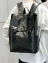 Black Flap Backpack Release Buckle Decor Fashionable Adjustable Strap