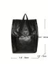 Black Flap Backpack Release Buckle Decor Fashionable Adjustable Strap