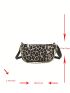 Leopard Pattern Square Bag Chain Decor Fashionable
