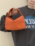 Mini Litchi Embossed Square Bag Orange Fashionable Satchel Bag