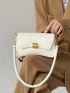 Mini Baguette Bag Solid Color Flap PU Fashionable