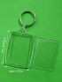 Clear Photo Frame Key Chain Acrylic Rectangle Insert Photo Picture Frame Key Ring Key Holder DIY Split