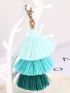 Gradient Colors Layered Tassel Keychain Bag Charm Simple Lobster Claw Key Ring