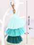 Gradient Colors Layered Tassel Keychain Bag Charm Simple Lobster Claw Key Ring