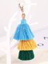 Gradient Colors Layered Tassel Keychain Bag Charm Simple Lobster Claw Key Ring