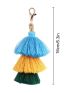 Gradient Colors Layered Tassel Keychain Bag Charm Simple Lobster Claw Key Ring