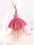 Gradient Colors Layered Tassel Keychain Bag Charm Simple Lobster Claw Key Ring