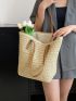 Minimalist Straw Bag Double Handle Vacation Style