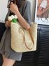 Minimalist Straw Bag Double Handle Vacation Style