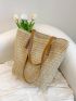 Minimalist Straw Bag Double Handle Vacation Style